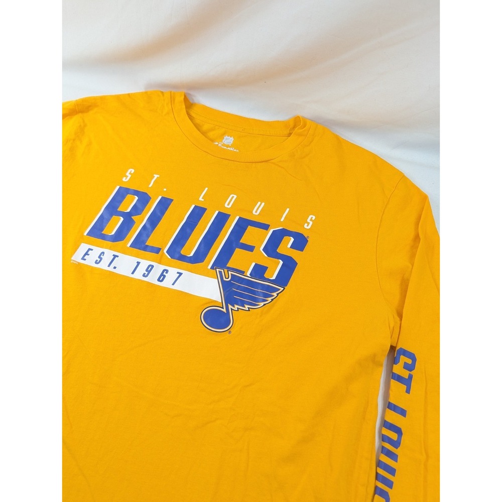 St. Louis Blues Shirt Mens XL Yellow NHL Hockey Fanatics Long Sleeve T Shirt